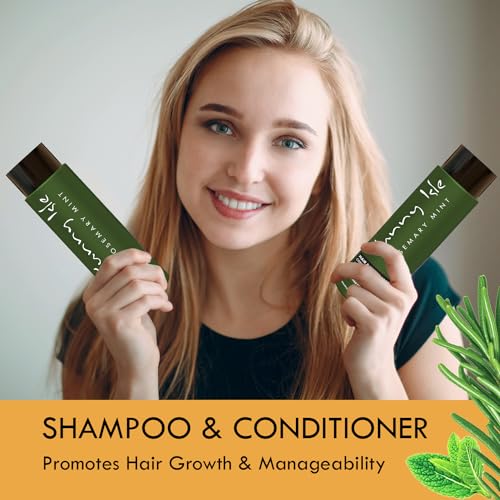 Rosemary Mint Shampoo & Conditioner Set - Anti-Breakage Growth Formula with Biotin & Jamaican Black Castor Oil | 2 x 12oz