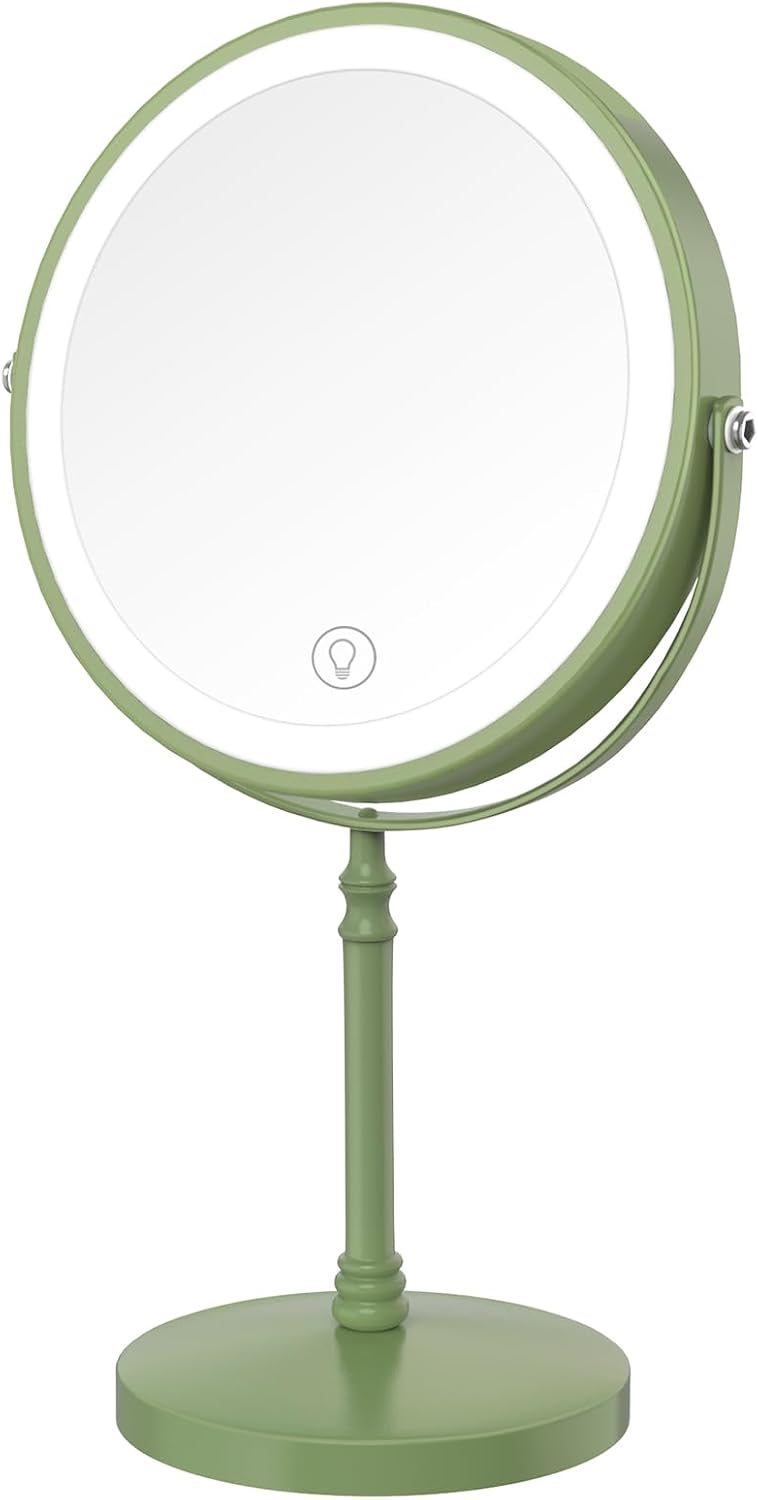 Double-Sided Makeup Mirror - 3000mAh Rechargeable Vanity Mirror | 1X/10X Magnification, Adjustable Brightness, 3 Colors