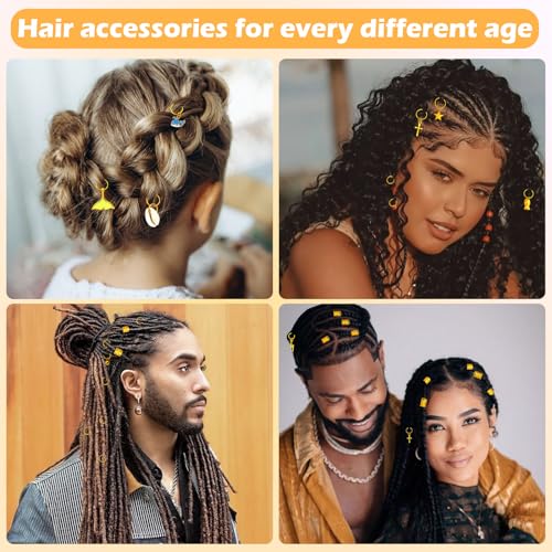 Lucomb 314 Pcs Gold Hair Jewelry Set for Braids & Locs - Women & Kids