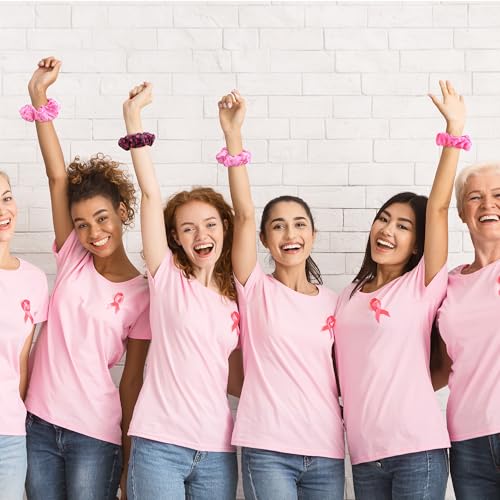 Breast Cancer Awareness Scrunchies - Pack of 40 Pink Hair Ties for Support & Style