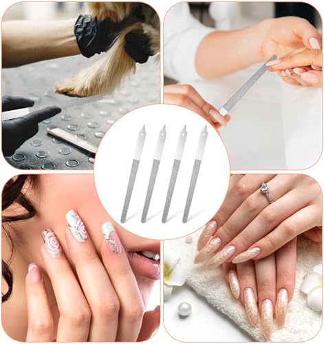 4 Pack Diamond Nail Files for Natural Nails - 6 Inch Professional Manicure Tools