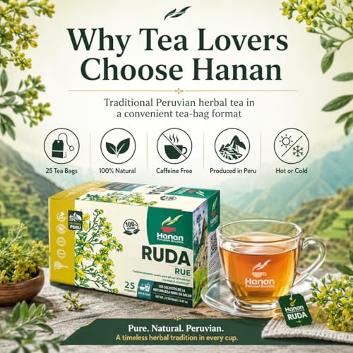 Hanan Dried Rue Herbal Tea - 25 Tea Bags for Relaxation