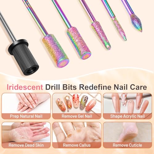 306Pcs Colored Nail Drill Bits Set for Efile, Manicure & Pedicure, 6 Pcs 3/32" Bits & Sanding Bands