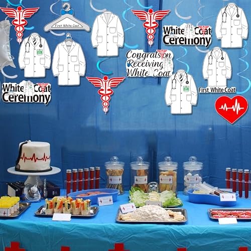 24pcs Medical Graduation Party Hanging Swirls - White Coat Decor