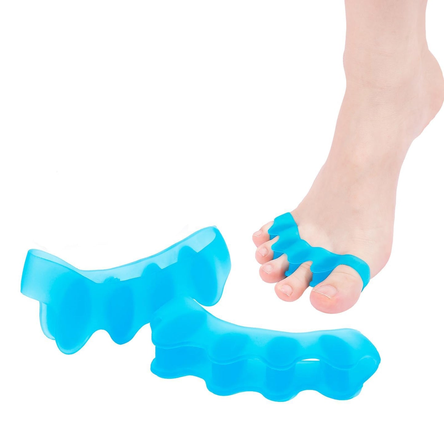 KTSAY Toe Spacers for Women & Men - Silicone Toe Separators for Bunion Relief, Hammer Toe, Plantar Fasciitis & Pedicures(10pcs,blue)