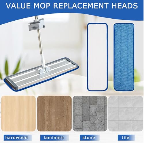 18-Inch Microfiber Mop Pad Refill - 3 Pack for Wet & Dry Cleaning