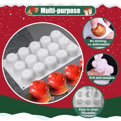 15-Cavity Apple Silicone Mold for Mousse, Chocolate & Pudding