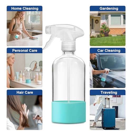 Walkinstin 17oz Glass Spray Bottles with Silicone Boots - 3 Pack