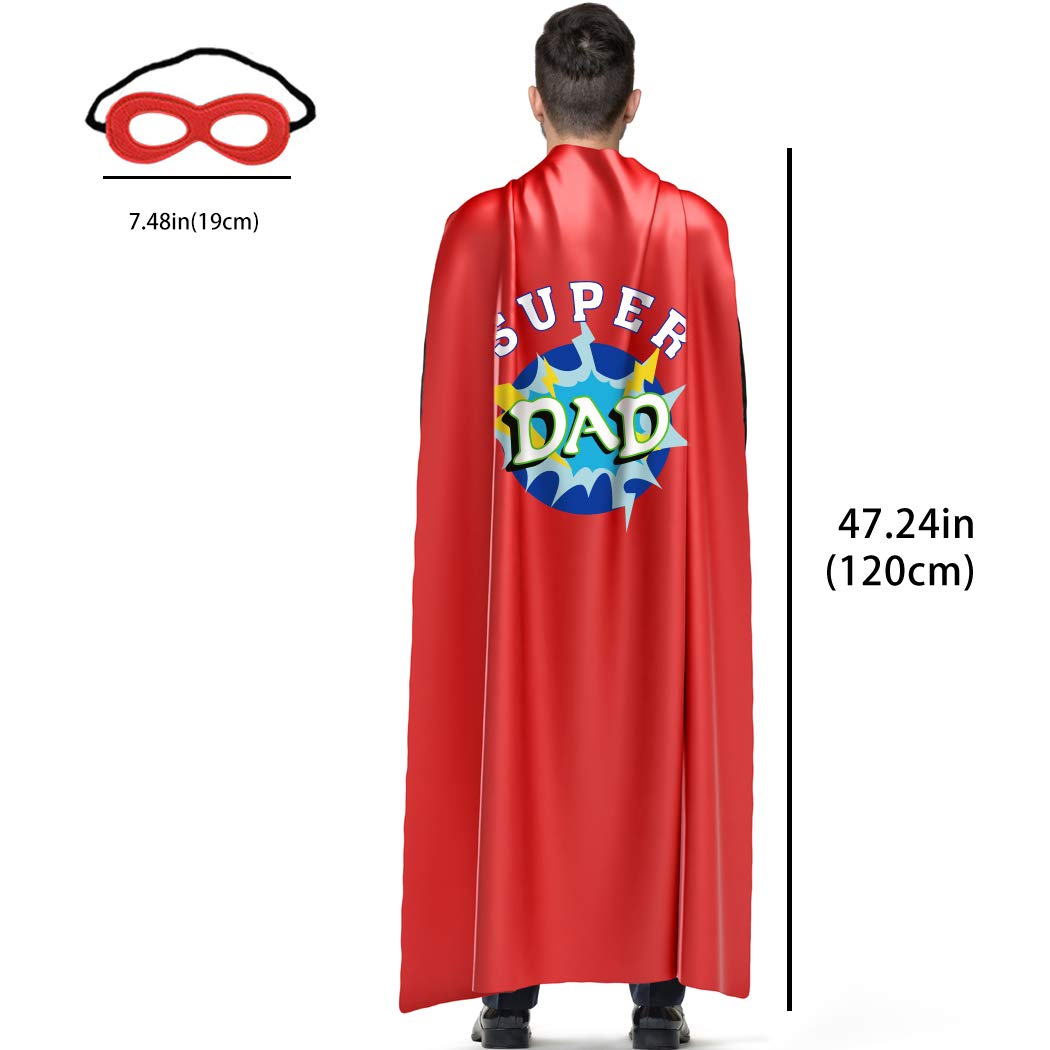 D.Q.Z Superhero Cape and Mask for Adults, Father's Day Gifts for Dad Men Birthday Family Day Party (Red)