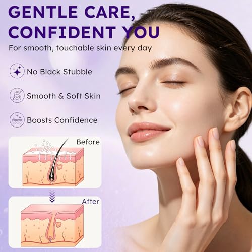 Hair Removal Cream, Facial Hair Removal Cream for Women with Soothing Cream,Facial Hair Remover for Sensitive Skin, Face Hair Remover for Upper Lip, Peach Fuzz, Chin & Sideburns