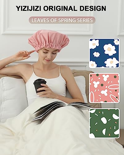 YIZIJIZI Double Layer Waterproof Shower Cap for Women - Extra Large