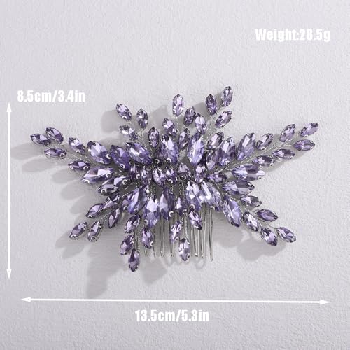 Rumtock Vintage Violet Crystal Beads Side Hair Comb for Wedding - Bridesmaid, Handmade 8.5x13.5 cm