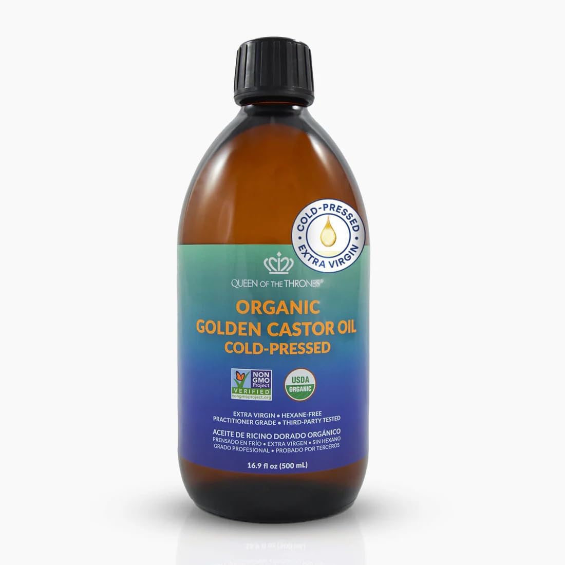 Organic Golden Castor Oil - 100% Pure Hexane-Free Formula for Hair, Skin, Nails, Brows & Lashes | 3.38oz (100ml)