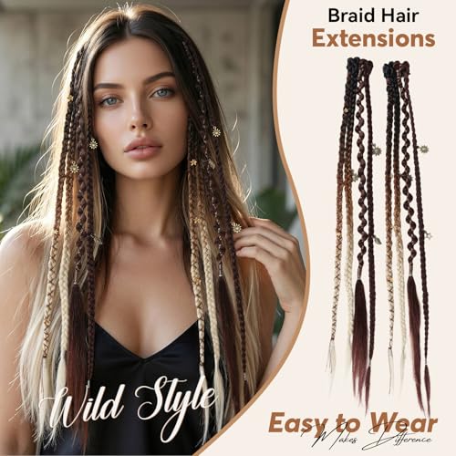 16-Inch Dark Chocolate Brown & Copper Clip-In Dreadlocks Extensions