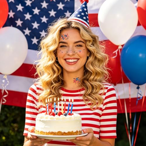 Patriotic 4th of July Face Tattoos - 250th Anniversary Set