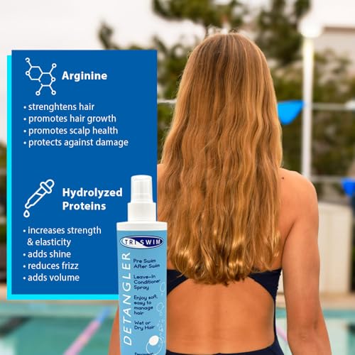TRISWIM Detangler Leave-In Conditioner Spray 8oz | Pre & Post Swim Hair Care | Helps Prevent Tangles, Dryness & Breakage | Soft, Easy-to-Manage Hair | Gentle Sweet Persimmon Scent