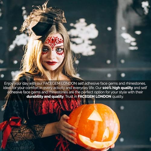 FACEGEM London Red Self-Adhesive Face Gems - 4 Pack for Festival & Party