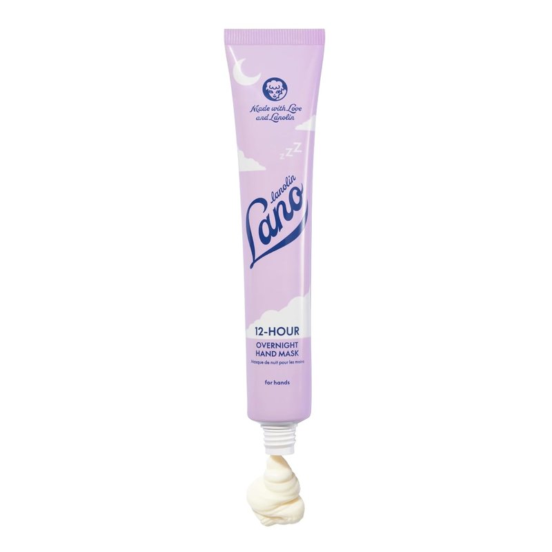 Lanolin Overnight Hand Mask - Moisturizing Cream with Ceramides, Hyaluronic Acid & Vitamin C | 1.69 oz for Dry Cracked Skin