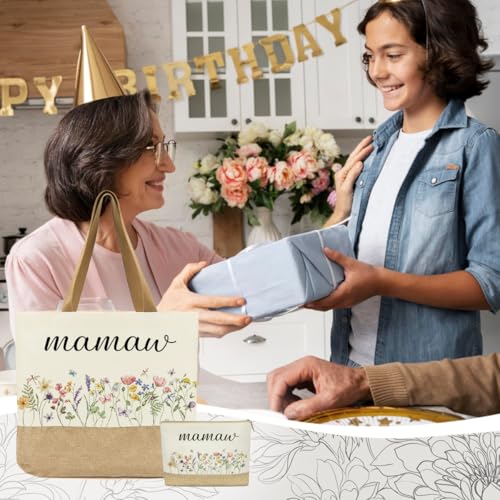 Reusable Floral Butterfly Tote Bag for Women Grandma Gifts by Jeteman