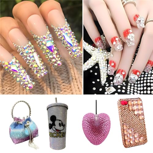 Kzkcy Flatback Rhinestones 1250Pcs SS20 5mm AB Black Purple Red Glitter Gems