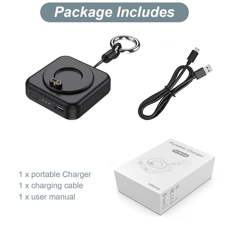 Portable Charger for Garmin Watch - Forerunner 55 255 165 265 965, Vivoactive 6/5, Venu 4 3 3s X1, Instinct 3/2, Approach S70 S62 S50 S44, Fenix 8 7X 6, Tactix 8 7 Pro (1200mAh)