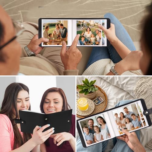 4x4 Photo Album Set - 2 Pack, Leather Cover, Acid-Free, Side-Loading