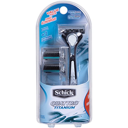 Schick Quattro Titanium Razor for Men - 1 Count Pack, Ergonomic & Precision Shaving
