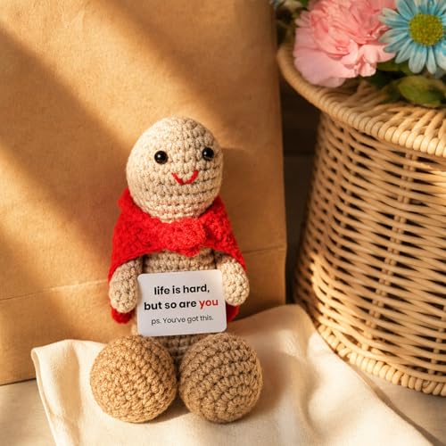 Funny Handmade Crochet Doll Gift for Adults with Linen Bag