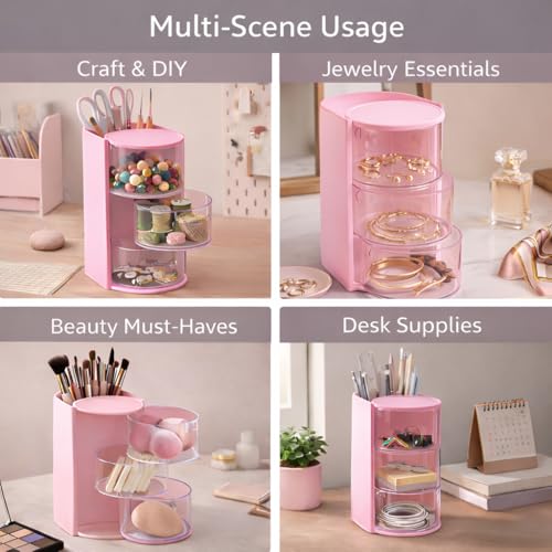 3-Tier Pink Hair Accessories Organizer Caddy - Imakmasion