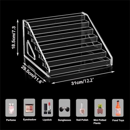 7-Tier Acrylic Display Stand for Perfume, Cosmetics, and Collectibles