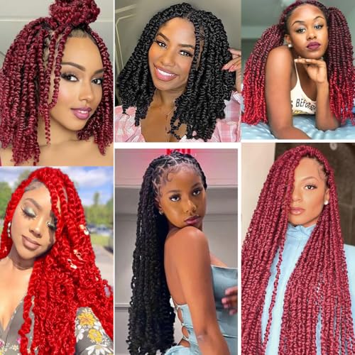 HENSLEELY 24-Inch Passion Twist Crochet Hair - Pink Curly Braiding Extensions