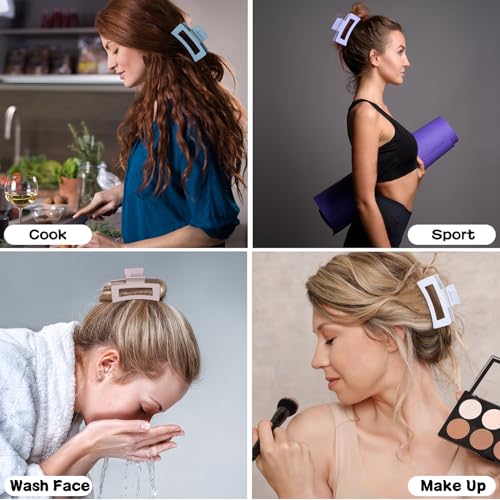 Sisiaipu 12 Pcs Medium Hair Clips, 3.5 Inch, Colorful - Hair Clips for Thick and Thin Hair, Square Claw Clips, Jaw Clips, Bulk Hair Accessories for Women and Girls