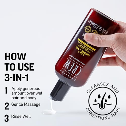 American Crew 3-in-1 Shampoo & Body Wash - Ginger + Tea, 8.4 fl oz