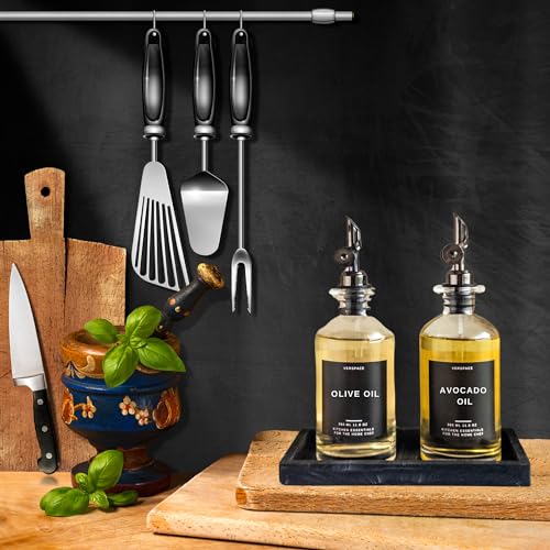 Premium Black & White Oil Vinegar Labels Set - 66 Waterproof Stickers