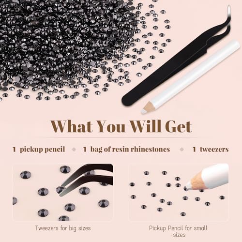 8000PCS 3mm Black Resin Rhinestones for DIY Crafts & Nail Art