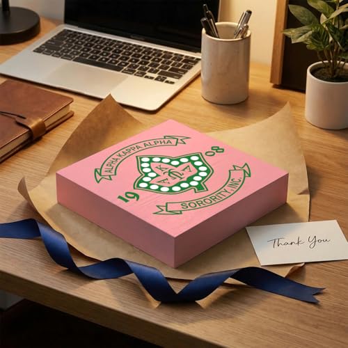 AKA Sorority Wooden Desk Sign - Pink & Green Ivy Decor