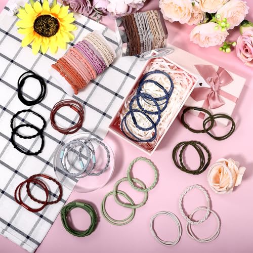 60 Pcs Boho Elastic Hair Ties & Bracelets Set for Women & Girls