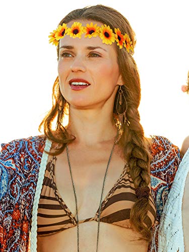 WILLBOND 8 Pcs Yellow Sunflower Headbands for Women - Floral Hair Wreaths