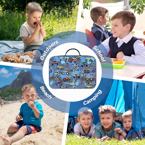 Clastyle Blue Racing Flag Insulated Lunch Bag for Kids