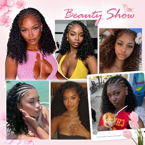 QUISDUIS 14 Inch Deep Wave Crochet Hair Extensions - 50 Strands Black