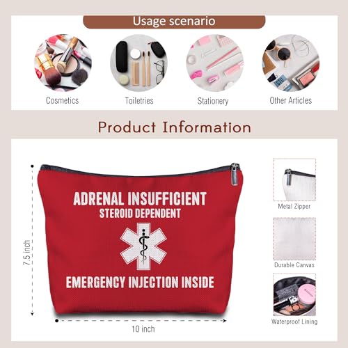 Zomhix Red Medical Emergency Nurse Doctor Travel Bag for Adrenal Insufficiency
