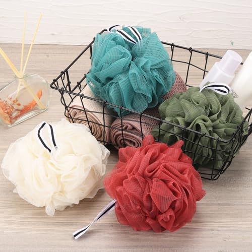 4 Pack Bath Loofah Sponges - Mesh Body Scrubber & Exfoliator