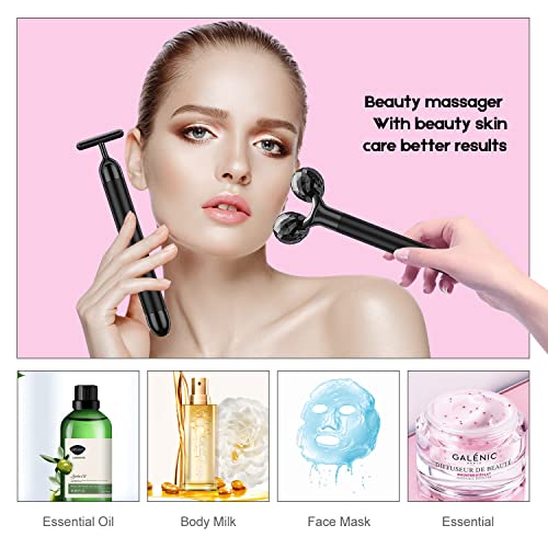 2-in-1 Electric Face Massager Kit with 3D Roller & T-Shape Tool