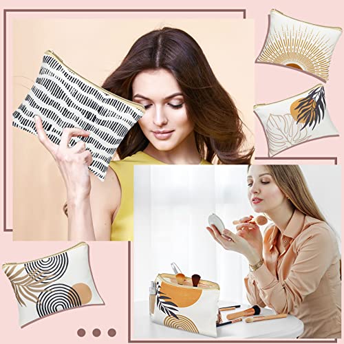 Pinkunn 6 Pack Boho Makeup Bags - Canvas Cosmetic Pouches