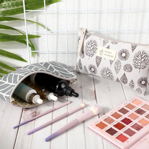 4 Pack Canvas Cosmetic Bags with Zipper - Travel Makeup & Toiletry Organizer for Women