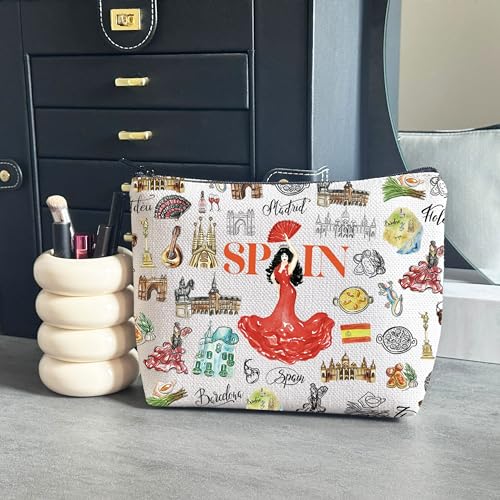 Spain Themed Makeup Bag - Travel Cosmetic Organizer for Bachelorette Party