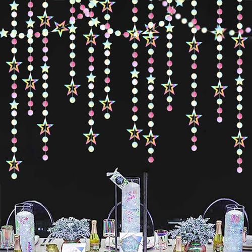 Iridescent Star Garland - 52ft Holographic Party Decorations