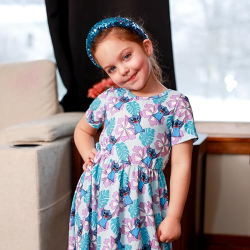 FROG SAC Reversible Sequin Headband for Girls, Teal/Purple Sparkly Rainbow Kids Hair Accessory