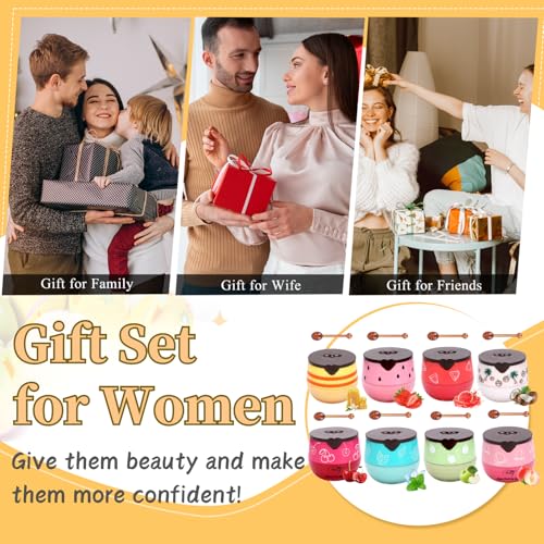 Evolvique 8PCS Colorful Honey Lip Balm Set - Lip Sleeping Mask & Gloss for Women