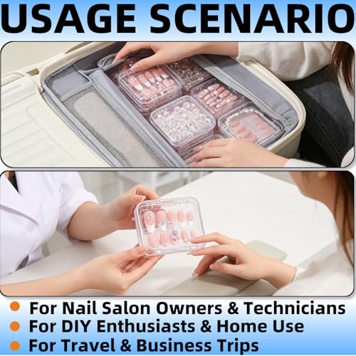 12-Piece Clear Acrylic Press-On Nail Storage Box Set with Adhesive Tape